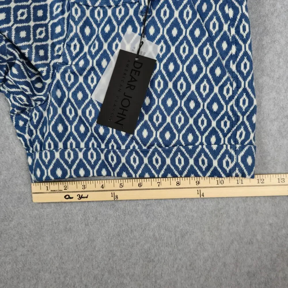 NWT Dear John Womens 29 Blue White Diamond Pattern Finnegan Roll Cuff Shorts - Picture 16 of 16